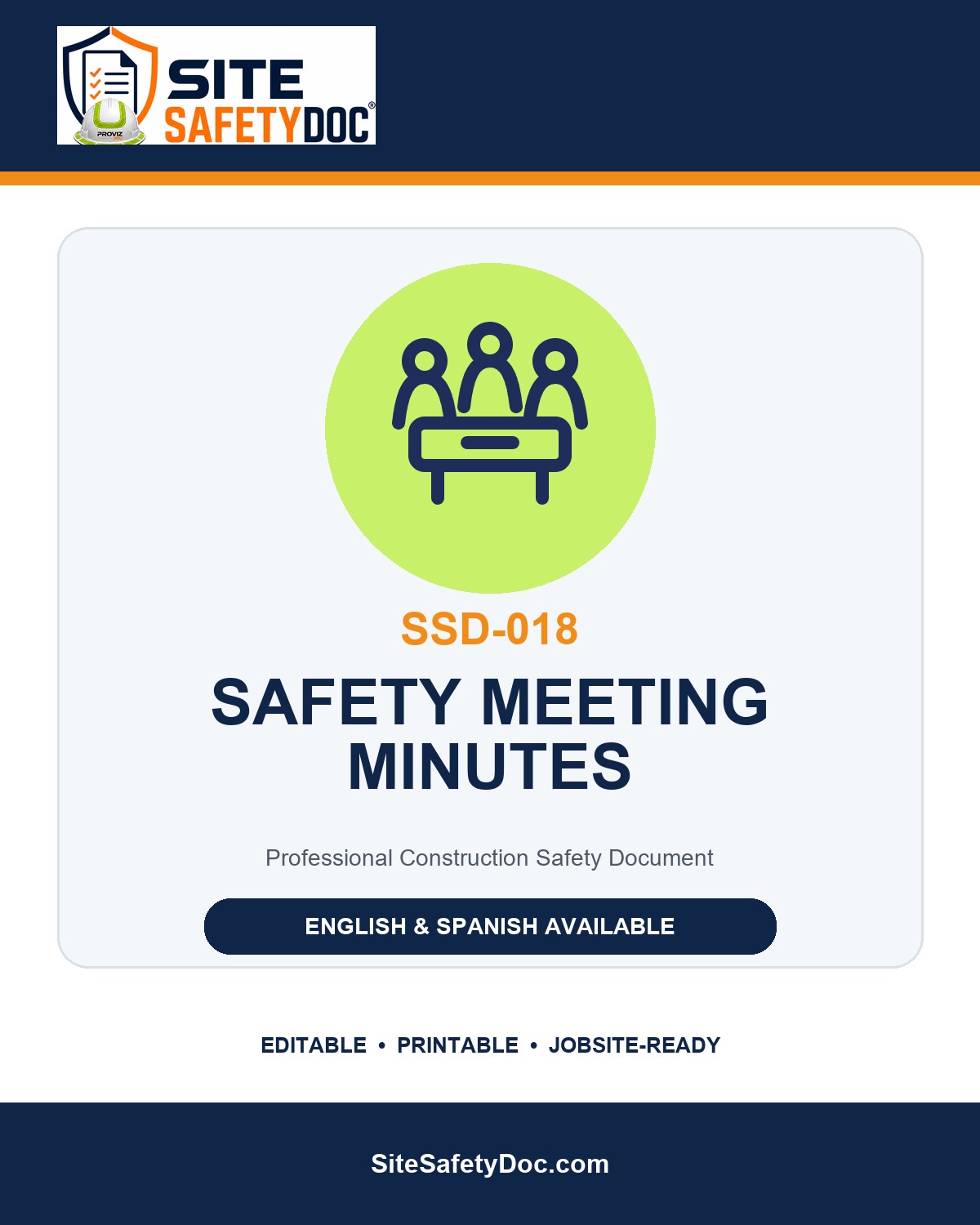 SSD-018 Safety Meeting Minutes product cover