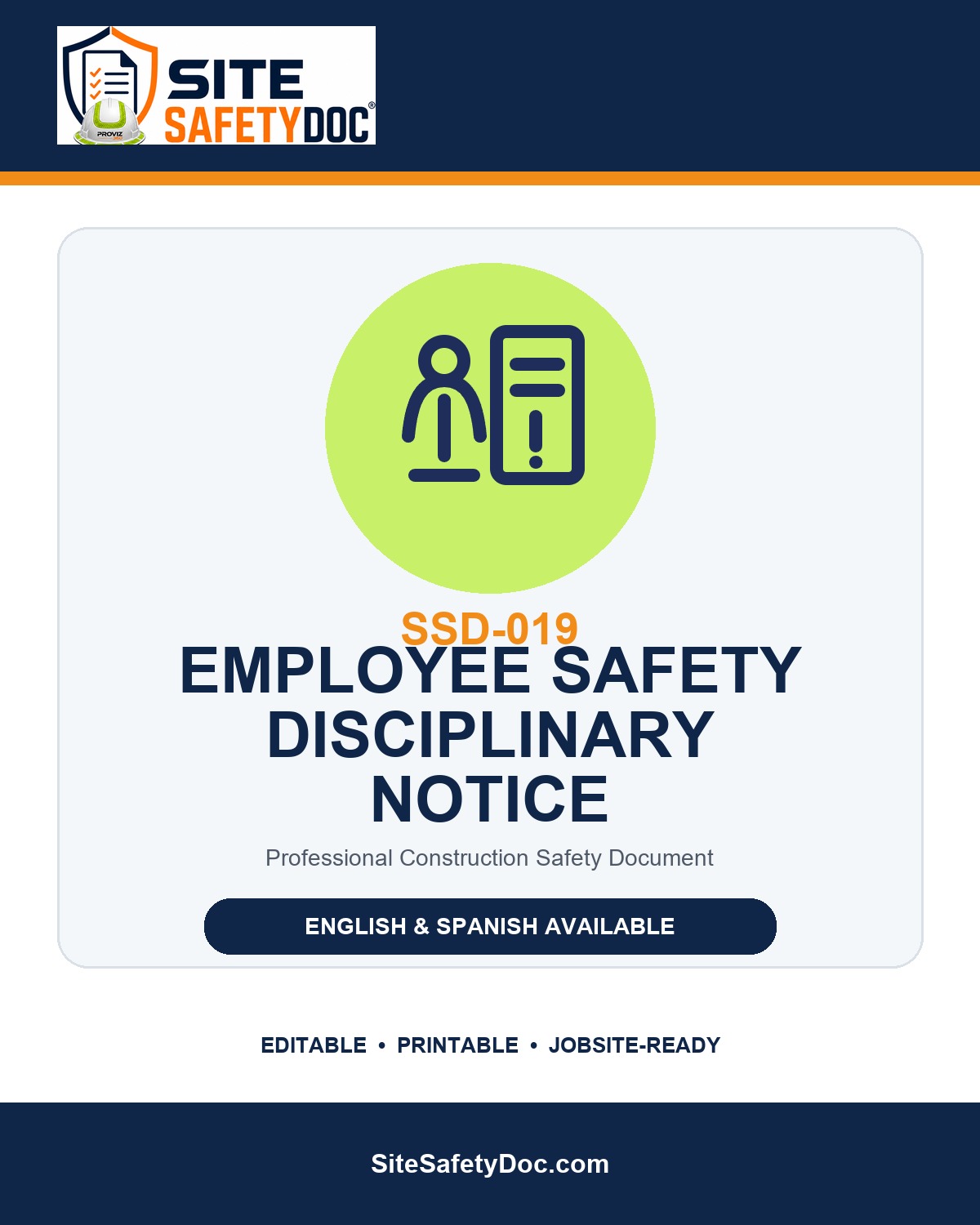 SSD-019 Employee Safety Disciplinary Notice product cover