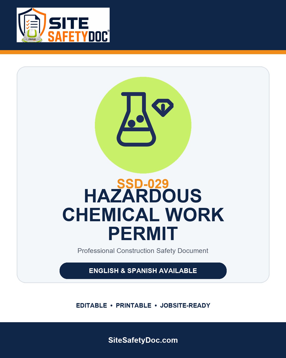 SSD-029 Hazardous Chemical Work Permit product cover
